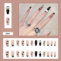 24pcs/set Detachable Butterfly Rhinestone Ballerina False Nails Wearable Press On Nails Coffin Fake Nails Full Cover Nail Tips