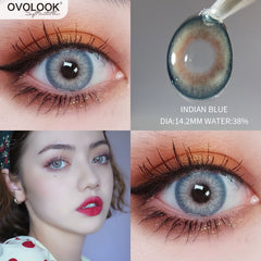 YICKYUE - (2PCS)1 Pair Lenses Eye Color Contact Lenses with Diopter 10 Colors Comestic Natural Beauty Pupils Free Ship Yealy Use