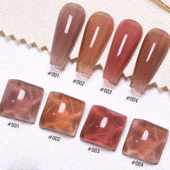 Yickyue 4 Colors Nail Gel Polish 8ml Soak Off Uv Led Semi Permanent Translucent Light Coffee Varnish for Manicure Nail Art Polish Gel