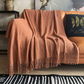 Yickyue Knitted Throw Blanket with Tassels Bubble Textured Lightweight Throws for Couch Cover Home Decor 130x170cm