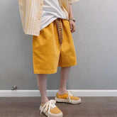 Hearujoy High Street Summer Men Pure Cotton Shorts Fashion Tiger Pattern Woven Drawstring Five Quarter Pant Trendy Loose Casual Shorts