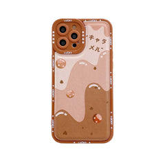 Sweet cream leather silicone phone case for iphone 12 mini 7 8 plus 13 11 pro max xsmax x xr cute lucky soft protective cover