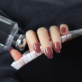 24PCS/box Transparent Purple fake nail press on Patch Detachable Mid-length oval Head Summer Wearable artificial nails with glue