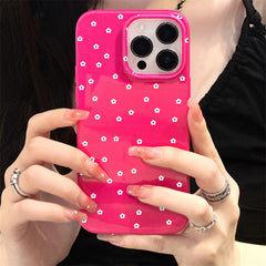 YICKYUE - Korean Floral Flower Phone Case For iPhone 15 Pro Case iPhone 11 12 13 14 Pro Max 7 8 Plus XR XS X SE Candy Color Glossy Cover