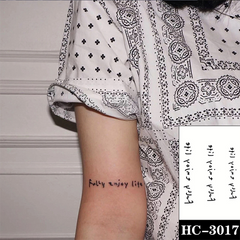 Fully Enjoy Life English Letters Fake Tattoos Adult Wrist Body Art Waterproof Temporary Tattoo Stickers For Men And Women