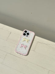 YICKYUE - ins Cartoon Colorful Dots 3D Pink Yellow Bow Bead Bracelet Phone Case for iPhone 16 15 14 13 Pro Max Back Cover Fund