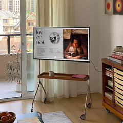 YICKYUE - Mobile TV Stand Rolling TV Cart Floor Stand with Mount Corner TV Stand with Wooden Storage Shelves for Livining Room Shelf