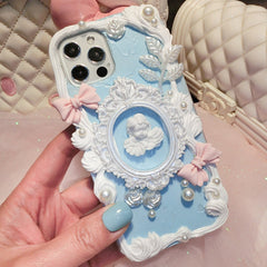 Handmade Customized Case For Samsung Galaxy S20 FE DIY Phone Cover S21 ultra Bowknot Agnel Photo Frame cream shell S20 Girl gift