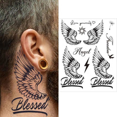 YICKYUE - 1PC Fairy Wings Sun Shiny Tattoo Sticker Waterproof Hand Body Art Fake Tattoos For Women Makeup Dance Music Festival