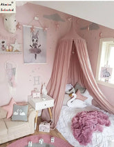 Yickyue Nordic Solid Color Children's Mosquito Net for Crib Bed Canopy Kid Cotton Hanging Dome Curtain Play Tent Children Room Decoratio