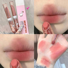 Yickyue New Cute White Goose Lipstick Pen Matte Velvet Lip Mud Girl Lip Makeup Non-stick Cup Non-fading Lipstick Korean Makeup Lipstick