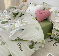 Cute Flower Bedding Set Cotton For Girl Twin Full Queen Size Couple Fitted Bed Sheet Pillowcase Bedroom Duvet Cover