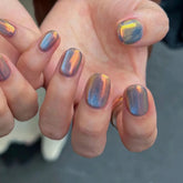 YICKYUE - Phototherapy Aurora Cat's Eye Fake Nails Press On Glitter Decor Wearing Nail Art Short Square False Nails Finished Nail Tips