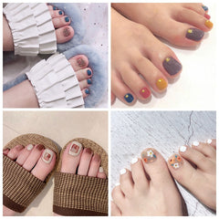 22tips/sheet Toe Nail Stickers Waterproof Fashion Toe Nail Wraps Nail Art Full Cover Adhesive Foil Stickers Manicure Decals