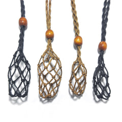 1pc Necklace Cord Empty Stone Holder Natural Quartz Crystal Raw Stone Chakra Point Healing Fish Netted Indians Amulets Pendant