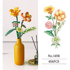 Building Block Bouquet 3D Model Toy Home Decoration Plant Potted Chrysanthemum Rose Flower Assembly Brick Girl Toy Child Gift