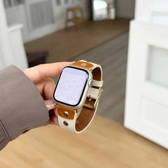 YICKYUE - Retro Real Leather Strap For Apple Watch Band 41mm 44mm 40mm 45mm 42 38 49mm Women Wrist Bracelet For iWatch Series 8 se 7 6 5 4