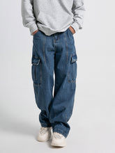 HEARUJOY - Men'S Workwear Jeans Hip-hop Street Dance Party Denim Jogging Pants Street Wide Leg Workwear Pants Straight Tube Loose Slimming Trend Retro Casual Denim Pants