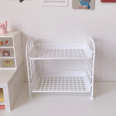 Home Kitchen Bathroom Storage Rack Organizer Cosmetic Jewelry Folding Storage Racks Holder 2 Layer Shelf Desktop Storage Shelfs
