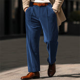 Hearujoy Autumn Winter Men Velvet Suit Pants Leisure Oblique Insertion Pocket Straight Trousers Comfortable Business Vacation Casual Pant