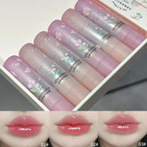 YICKYUE - 6 Colors Jelly Lip Glaze Non-stick Lip Tint Moisturizing Crystal Lipstick Mirror Water Solid Lip Gloss Glass Tea Makeup Cosmetic