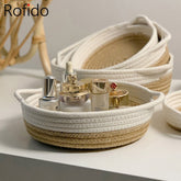 Yickyue Cotton Rope Woven Storage Baskets Nordic Desktop Organizer Sundries Storage Box Round Organize Box Laundry Baskets Storage Home