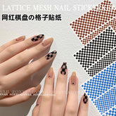 Lattice Mesh Nail Sticker Black White Checkerboard Nail Decals Grid Pattern Ultra-thin Nail Wraps Stickers Full Cover Adhesive