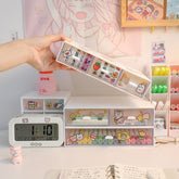 Ins Drawer Type Desktop Storage Box Transparent Student Dormitory Miscellaneous Cosmetics Rack Desk Kawaii Organize Box