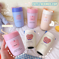 W&G Women Kawaii Vacuum Cup Starbuck Belly Cup 500ml Korea Double-drinking Thermos Cup Cute Straw Cup Large Milk Coffee Cup 2021