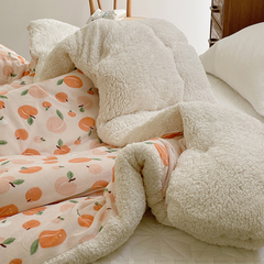 Yickyue Peach + Orange + Teddy Fleece Blankets