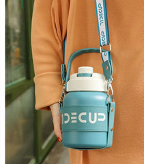 1100ml Portable Outdoor Sport Vacuum Flask Double Stainless Steel Thermos Mug With Straw Climbing Camping Travel Thermal Bottle