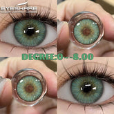 YICKYUE - 1Pair Colored Contact Lenses with Prescription Green Myopia Lenses Gray Pupils Lens Natural Contact Lenses for Eyes