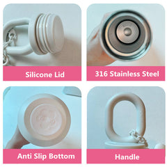 YICKYUE - Stainless Steel Thermos Bottle with Handle for Girls and Women, Insulated Bottle, Keep Hot and Cold, Beautiful, 450ml Tumbler