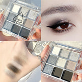 9 Colors Matte Dark Smoky Color Eyeshadow Silver Grey Pearlescent Glitter Festive Makeup Eye Shadow Palette Portable Cosmetic