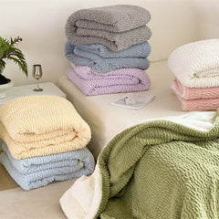 YICKYUE - Korean Soft Waxy Puff Velvet Warm Casual Blanket Simple Solid Color Sofa Blanket Skin Friendly Soft Casual Office Shawl Blanket