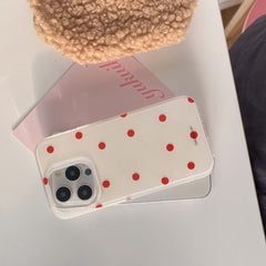 YICKYUE - Ins Red Points Summer Phone Case For Iphone 15Pro 15 14 13ProMax 14Pro 13 12 Pro Max 12Pro 15ProMax Shockproof Fundas Cover
