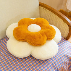 Yickyue Sunflower Rabbit Fur Flower Cushion Office Sofa Chair Student Cushion Petal Futon Pillow Cushion Home Decoration