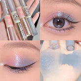 Yickyue Glitter Sequins Liquid Eyeshadow Blue Matte Shimmer Double Head Eye Shadow Highlighter Lasting Waterproof Brightening Eye Makeup