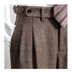 Hearujoy British Style Woolen Naples Suit Pant For Men Tweed High Waist Straight Trousers Autumn Winter Business Casual Pant Streetwear