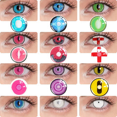 YICKYUE 2Pcs/Pair Color contact lenses Cosplay Anime accessories Lenses anime White lenses Nezuko Pink Lens Halloween Eye Contact
