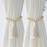 Wood Bead Decorative Curtains Fringe Curtain Tieback Home Decoration Accessories Curtain Holdback For Living Room Bedroom Decor