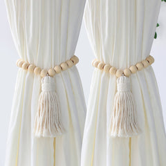 Wood Bead Decorative Curtains Fringe Curtain Tieback Home Decoration Accessories Curtain Holdback For Living Room Bedroom Decor