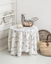 Farmhouse Floral White Tablecloth