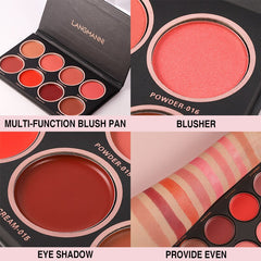 Yickyue 8-color Blush Palette for Different Skin Tones Eyeshadow Palette Powder Cream Mineral Pigment Face Cheek Blusher Makeup Palette