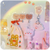 Wall Hook Heavy Strong Kawaii Self Adhesive Hook Seamless Cute Sticker Hook Storage Organizer Punch-free Wall Velcro Desk Set