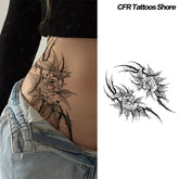 YICKYUE - Fake Tattoo American Dark Bramble Rose Waist Herbal Juice Tattoo Sticker Sexy Body Waterproof Temporary Tattoos Air Party Gifts