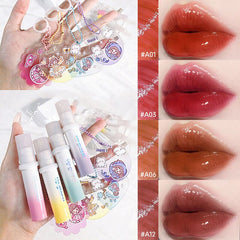Yickyue Cute Bubble Mirror Water Lip Gloss Whitening Lasting Jelly Lip Glaze Dudu Lipstick Plumper with KeyChain Card Sticker Gifts