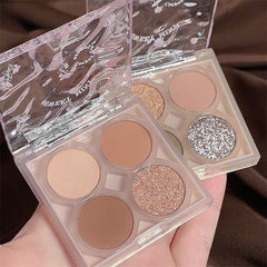 Yickyue 4-color Earth Color Pearlescent Affordable Eye Shadow Palette Glitter Pearly Eyeshadow Palette Fashion Korean Eye Makeup Palette