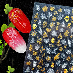 Snowflake 3D Stickers for Nails Merry Christmas Nail Sticker Foil Decals New Year Nail Art Decorations Manicure Accessories