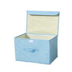 2021 New Washable Cotton Linen Fabric Folding CD Storage Box Foldable Bins Toys Organizer With Lid Storage Basket Laundry Basket